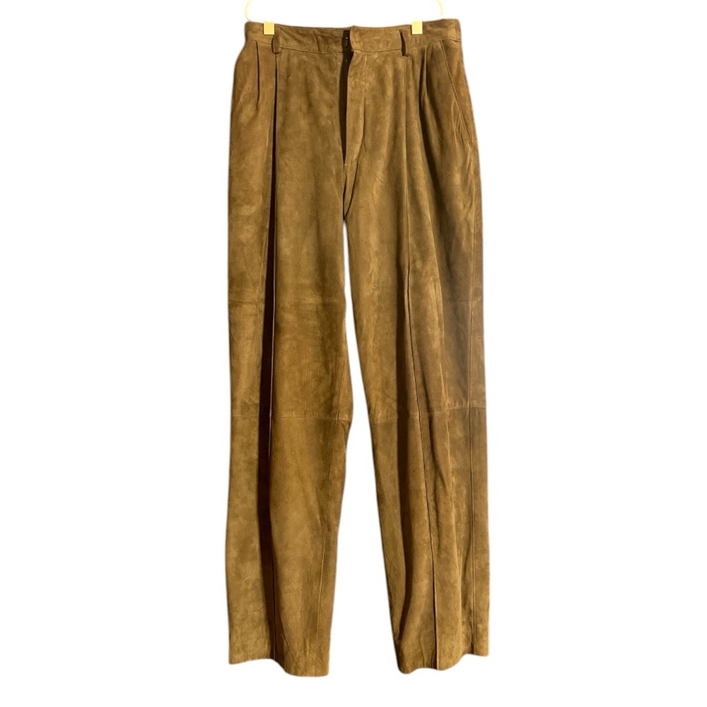 Vintage 80s-90s Linda Allard Ellen Tracy Lambskin Suede Leather High Waist Pants